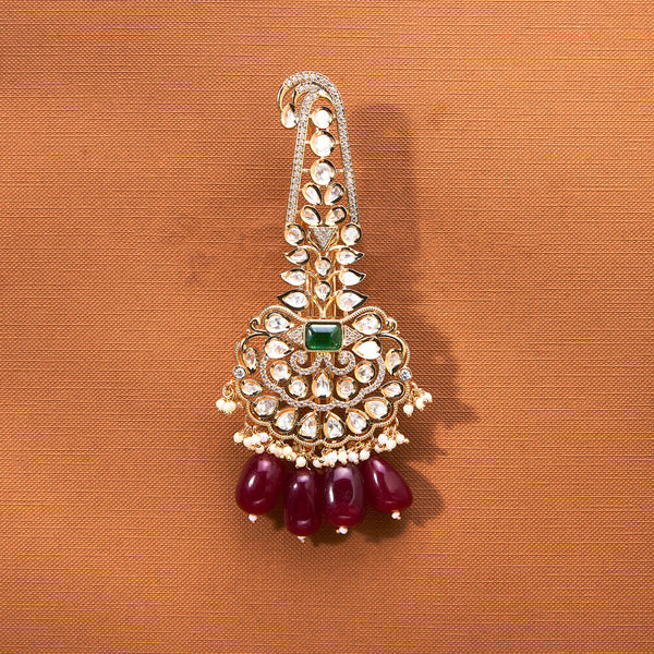 302609 Kundan Pearl Kalangi With Gold Plating