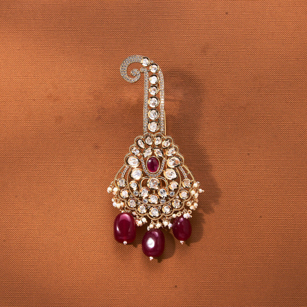 302610 Kundan Pearl Kalangi With Gold Plating