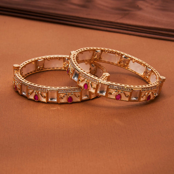 302633 Kundan Openable Bangles With Gold Plating