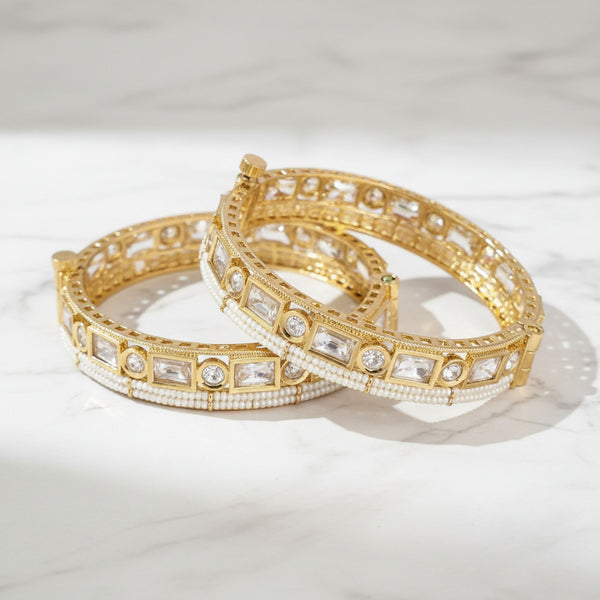 302693 Kundan Openable Bangles With Rose Gold Plating