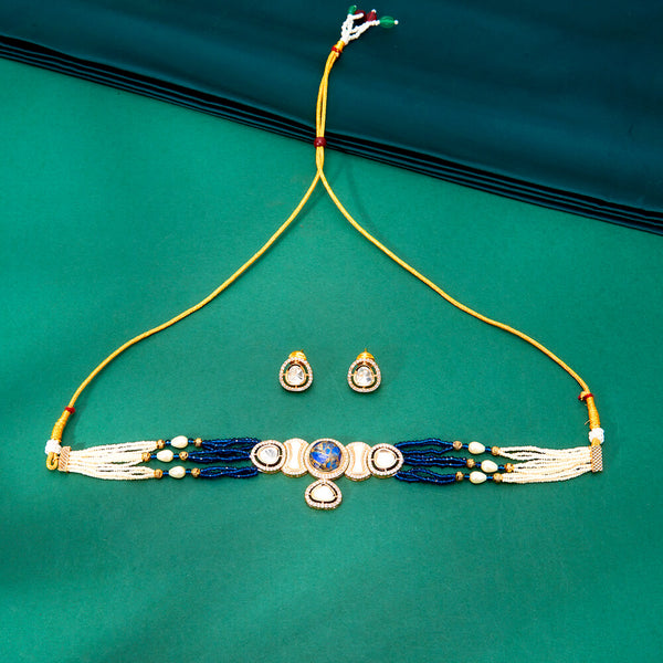 302739 Kundan Choker Necklace With Gold Plating