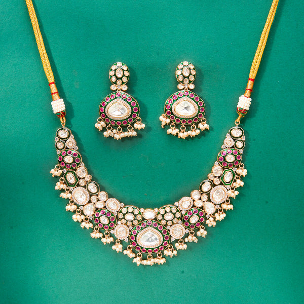 302743 Kundan Classic Necklace With Gold Plating