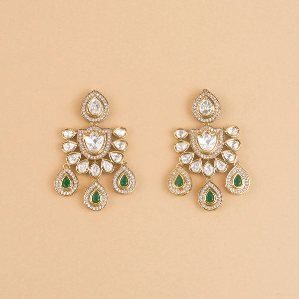 302791 Kundan Classic Earring With Mehndi Plating