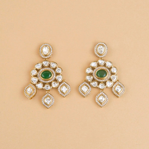 302792 Kundan Classic Earring With Mehndi Plating