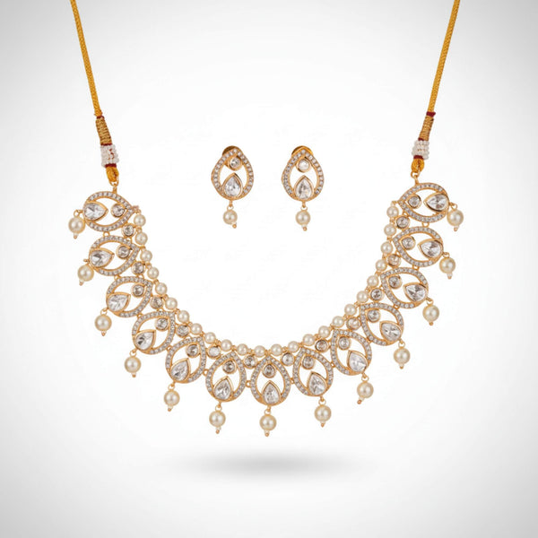 302793 Kundan Classic Necklace Set With Gold Plating