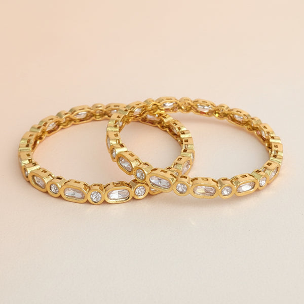 303001 Kundan Classic Bangles With Carat Plating
