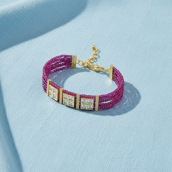 303026 Kundan Classic Bracelet With Carat Plating