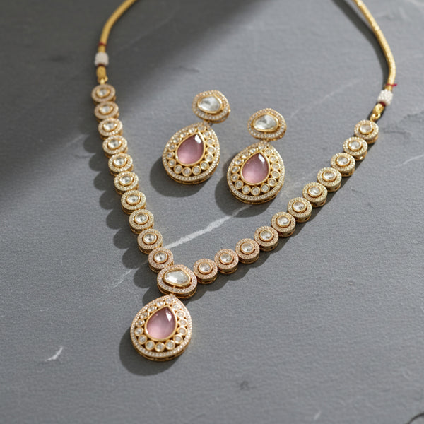 303071 Kundan Classic Necklace Set With Gold Plating
