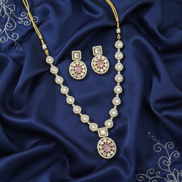 303081 Kundan Classic Necklace Set With Gold Plating