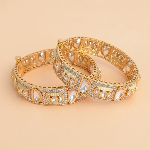 303082 Kundan Openable Bangles With Gold Plating