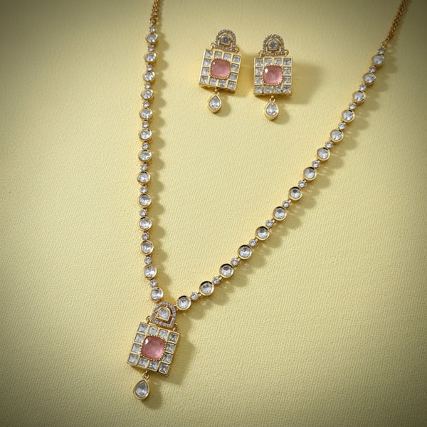 303084 Kundan Classic Necklace Set With Gold Plating