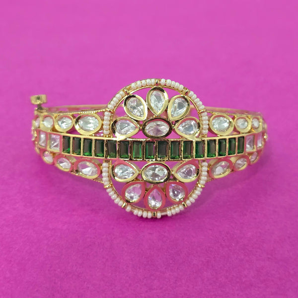 303107 Kundan Openable Kada With Gold Plating