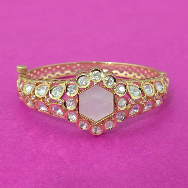 303108 Kundan Openable Kada With Gold Plating