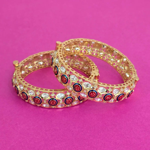 303109 Kundan Meenakari Bangles With Gold Plating