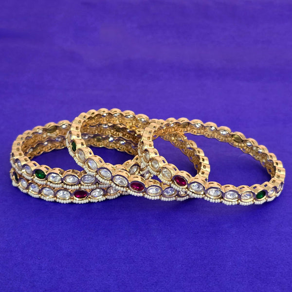 303113 Kundan Classic Bangles With Gold Plating
