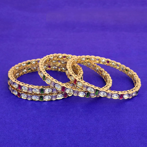 303114 Kundan Classic Bangles With Gold Plating
