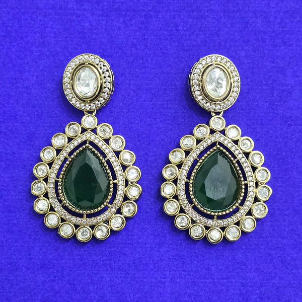 303116 Kundan Classic Earring With Mehndi Plating