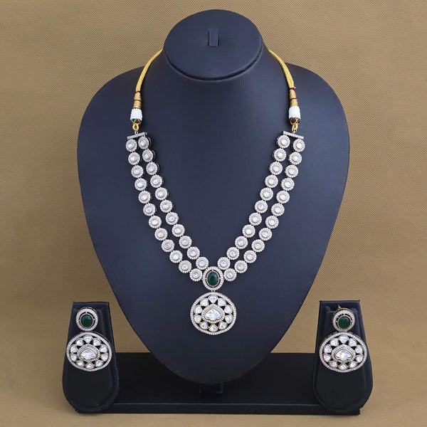 303117 Kundan 2 Line Necklace Set With Mehndi Plating