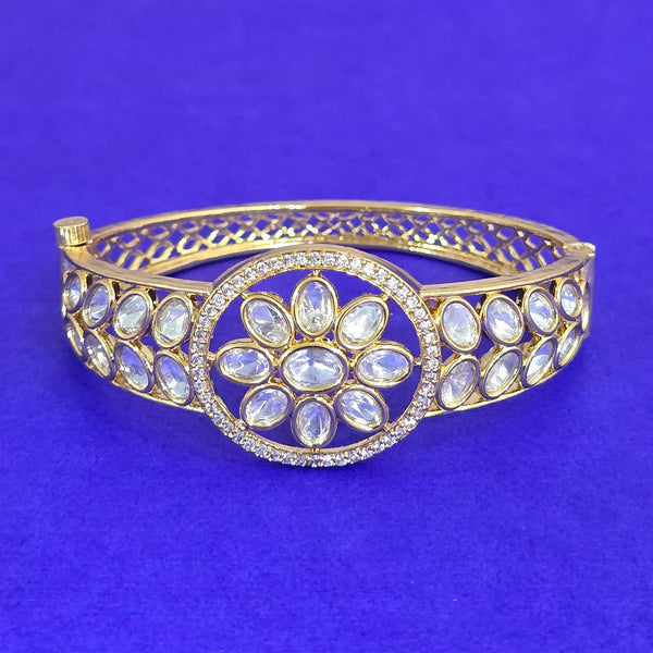 303145 Kundan Openable Kada With Carat Gold Plating