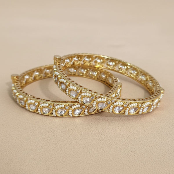 303170 Kundan Moti Bangles With Carat Gold Plating