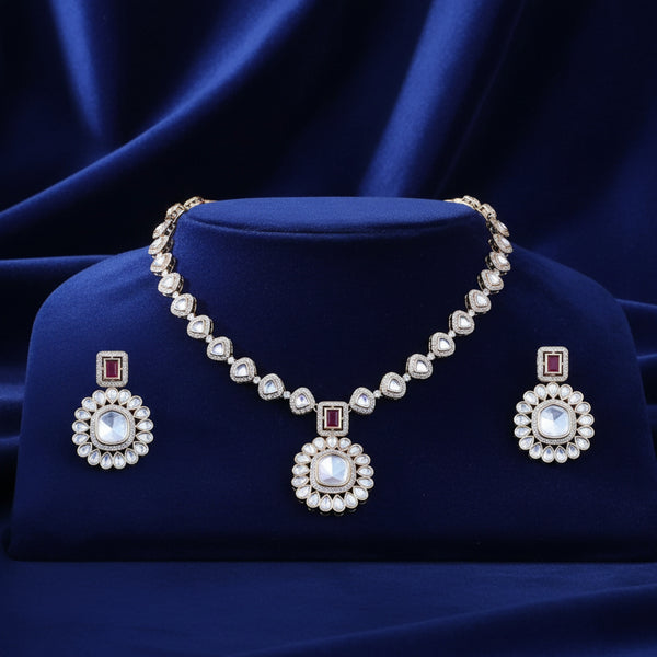 303175 Kundan Classic Necklace With Carat Gold Plating