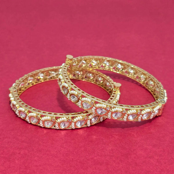 303182 Kundan Openable Bangles With Carat Gold Plating