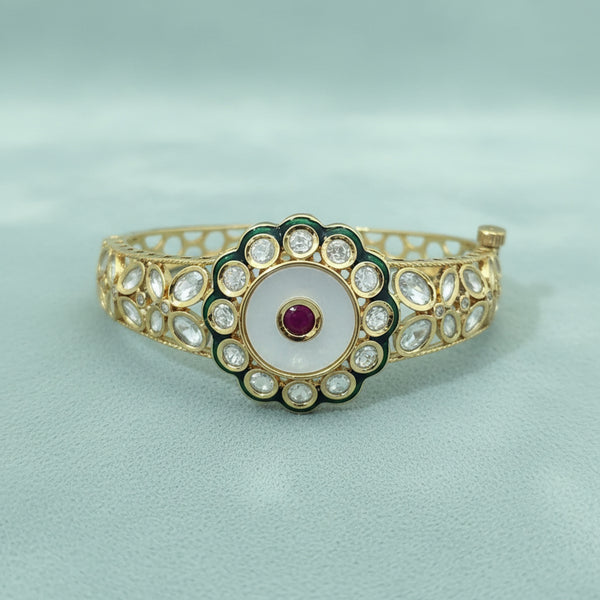 303196 Kundan Openable Kada With Carat Gold Plating