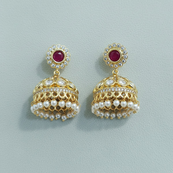 303216 Kundan Jhumki With Carat Gold Plating