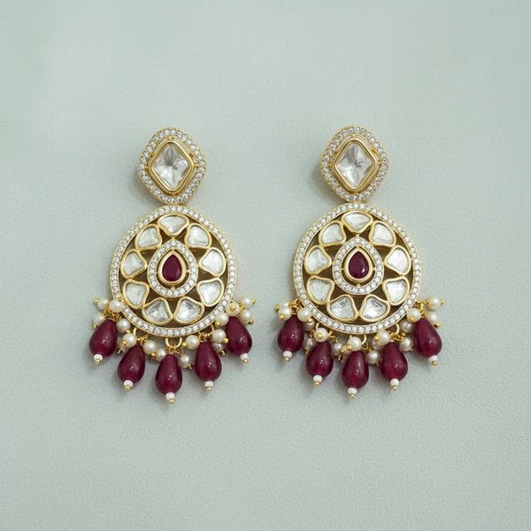 303217 Kundan Moti Earring With Carat Gold Plating