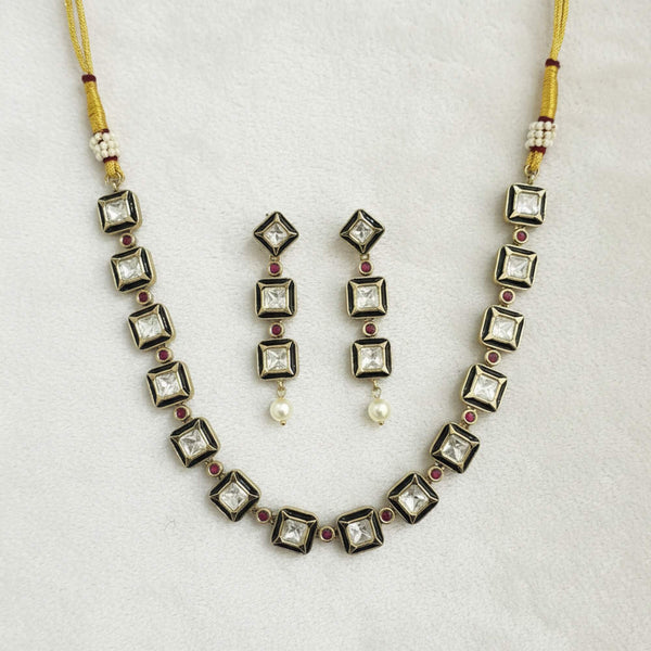 303240 Kundan Classic Necklace With Mehndi Plating