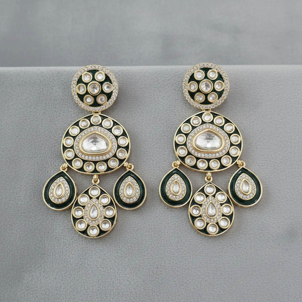 303242 Kundan Meenakari Earring With Carat Gold Plating