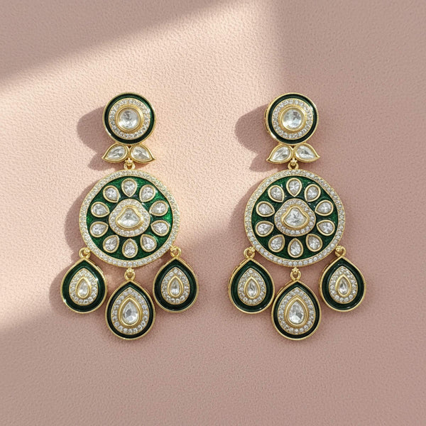 303244 Kundan Meenakari Earring With Carat Gold Plating