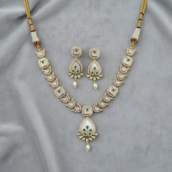 303316 Kundan Moti Necklace With Carat Gold Plating