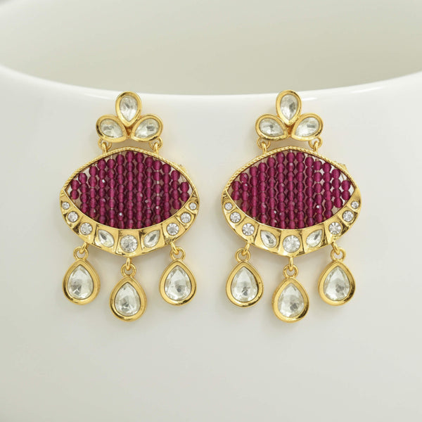 303331 Kundan Classic Earring With Carat Gold Plating
