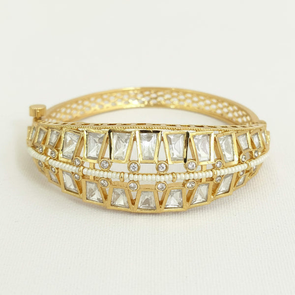 303361 Kundan Openable Kada With Carat Gold Plating