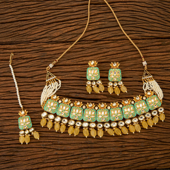 Kundan Classic Necklace with gold plating 350068