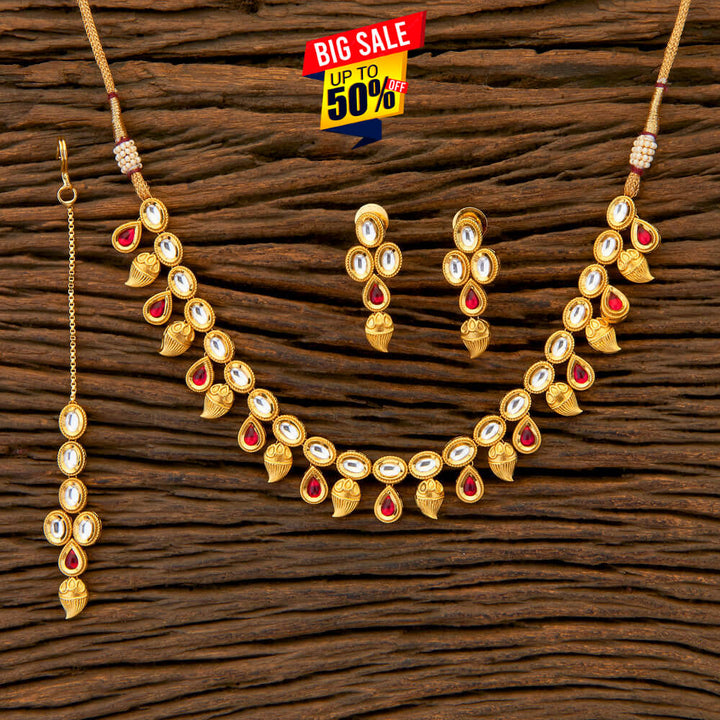 Kundan Classic Necklace with gold plating 350480