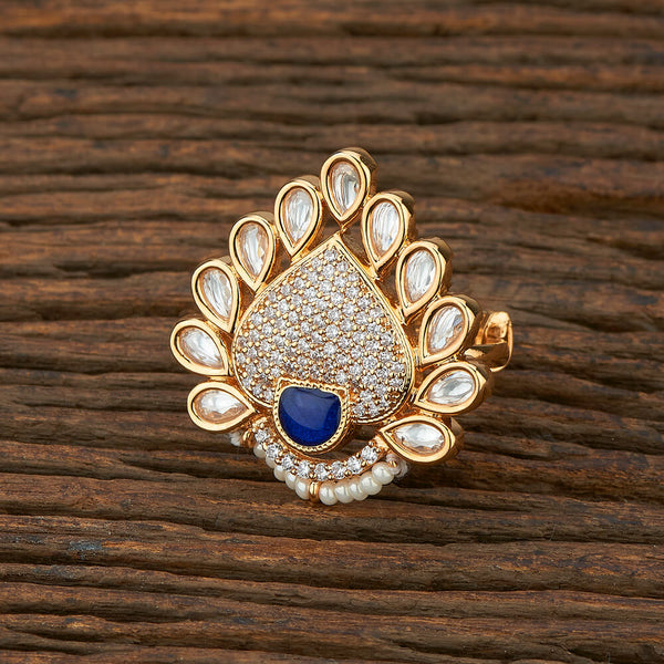 Kundan Classic Ring With Rose Gold Plating 350733