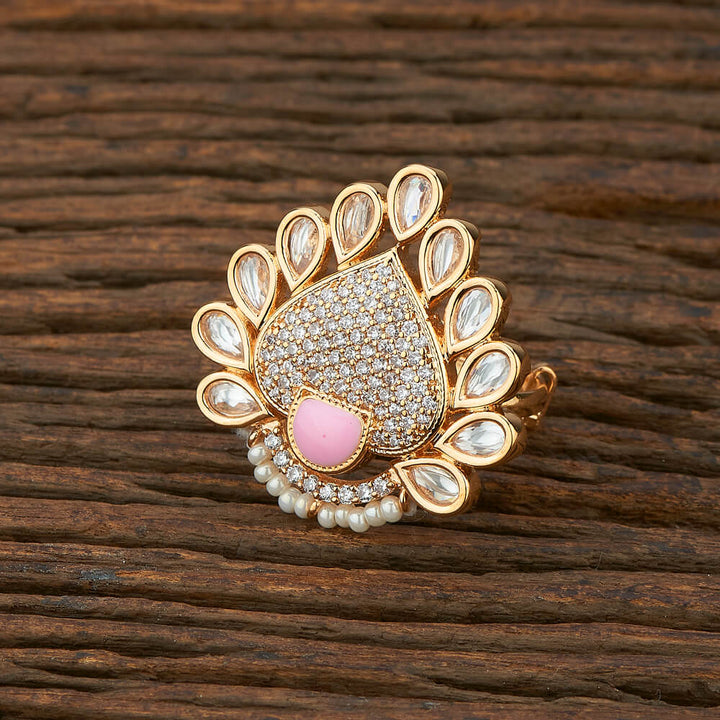 Kundan Classic Ring With Rose Gold Plating 350733