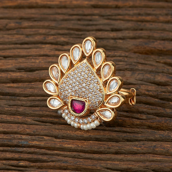 Kundan Classic Ring With Rose Gold Plating 350733