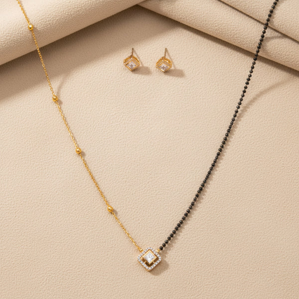 350875 Kundan Delicate Mangalsutra With Gold Plating