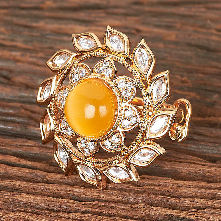 Kundan Adjustable Ring With Gold Plating 351081