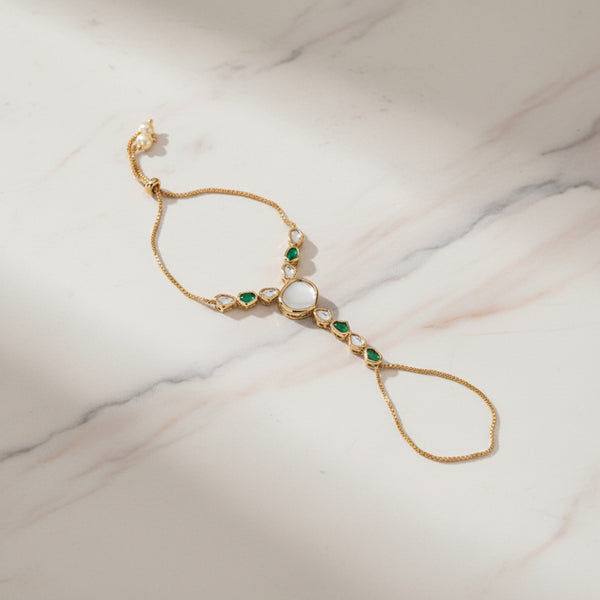 351302 Kundan Pearl Hath Pan With Gold Plating