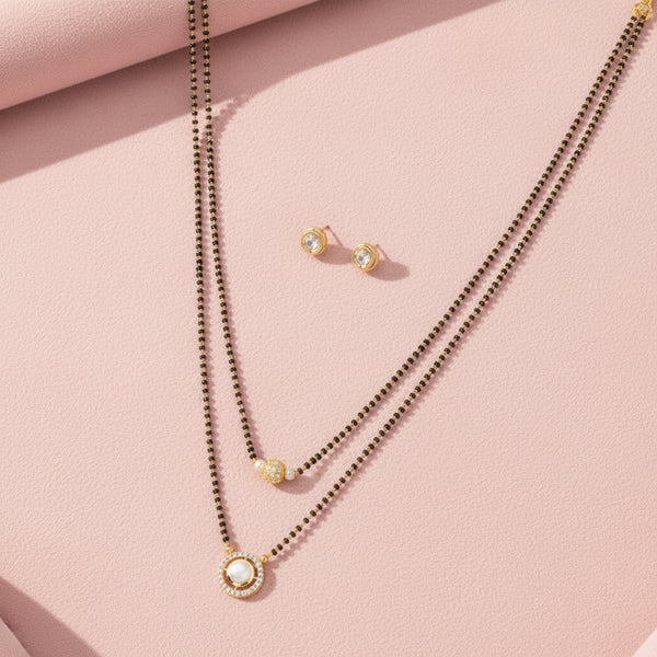 351342 Kundan Delicate Mangalsutra With Gold Plating