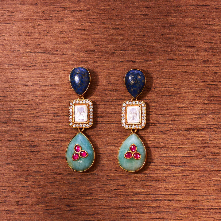 Kundan Semi Precious Stone Earring With Gold Plating 351705