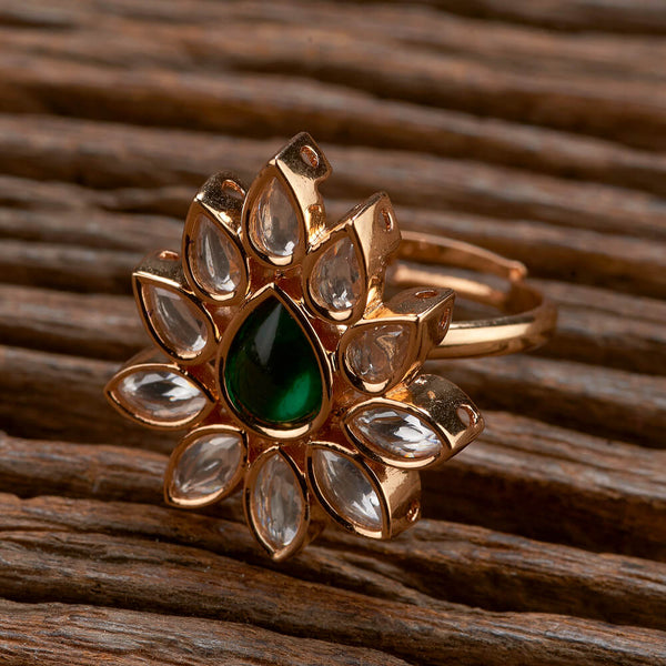 Kundan Classic Ring With Gold Plating 351710