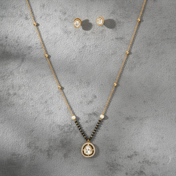 351734 Kundan Classic Mangalsutra With Gold Plating