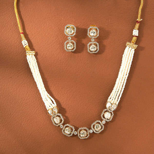 Kundan Classic Mala Necklace With Gold Plating 351735