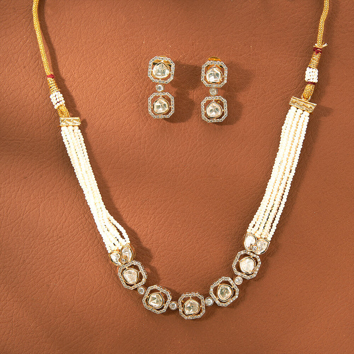 Kundan Classic Mala Necklace With Gold Plating 351735