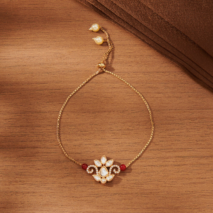 Kundan Classic Bracelet With Gold Plating 351830